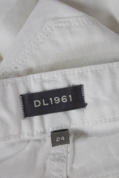 DL1961 Women Tapered Jeans White High Rise 100% Cotton Size 24
