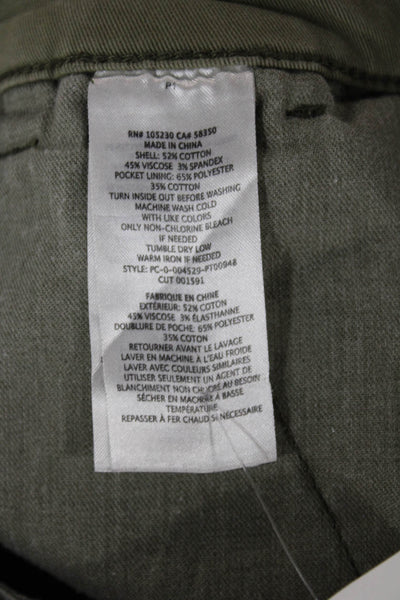 Current/Elliott Womens Green Chino Pants Utility Cotton Viscose Size 24
