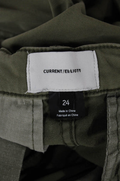 Current/Elliott Womens Green Chino Pants Utility Cotton Viscose Size 24