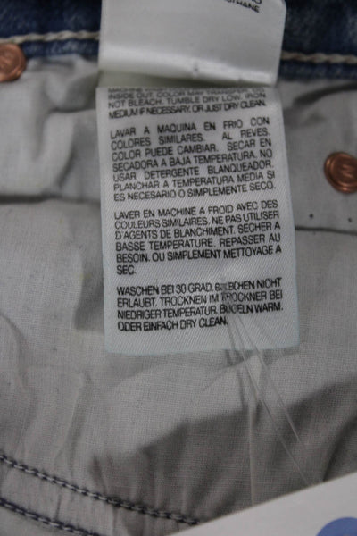 Mother Womens Straight Pencil Long Blue Cotton Button Skirt Size 24