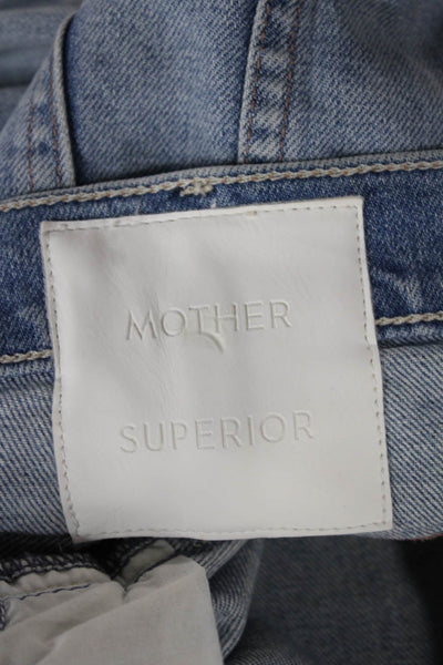 Mother Womens Straight Pencil Long Blue Cotton Button Skirt Size 24
