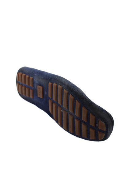 Gucci Mens Suede Bamboo Front Slide On Loafers Navy Blue Size 10 Wide