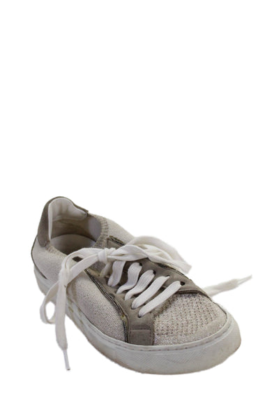 Brunello Cucinelli Womens Knit Lace Up Sneakers Beige Metallic Size 36 6