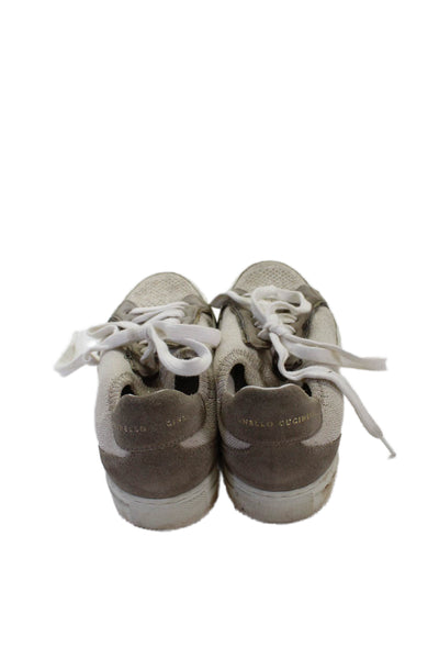 Brunello Cucinelli Womens Knit Lace Up Sneakers Beige Metallic Size 36 6