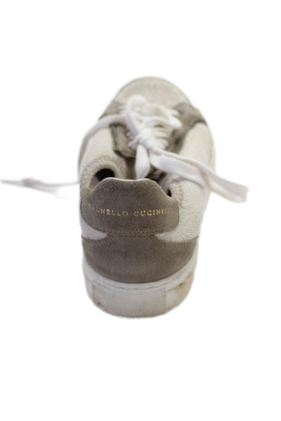 Brunello Cucinelli Womens Knit Lace Up Sneakers Beige Metallic Size 36 6