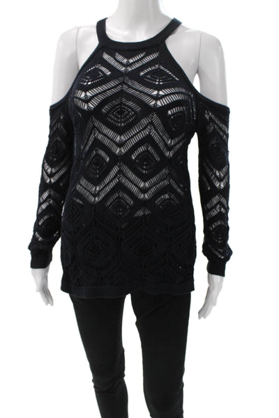Cotton By Autumn Cashmere Women Pullover Black Geometric Longsleeve Size XS