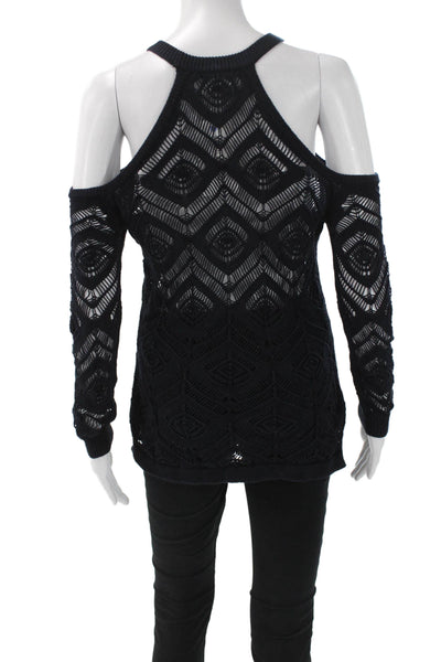 Cotton By Autumn Cashmere Women Pullover Black Geometric Longsleeve Size XS