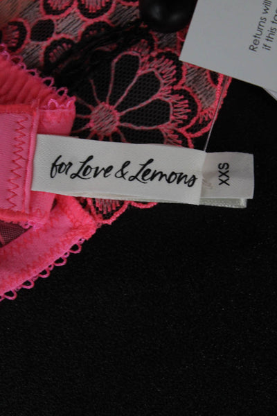 For Love & Lemons Womens Lace Adjustable Bra Pink Size 2XS