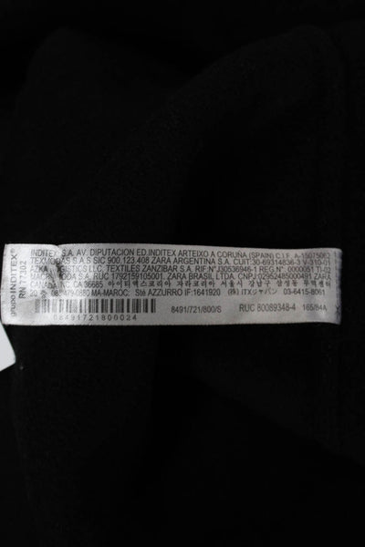Zara Women Overcoat Black Viscose Tie Long Sleeve Size S