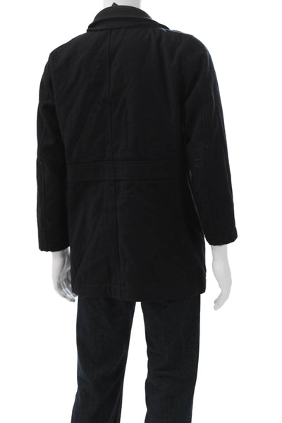 Boss Hugo Boss Mens Overcoat Black Wool Blend Button Classic Fall Size 36