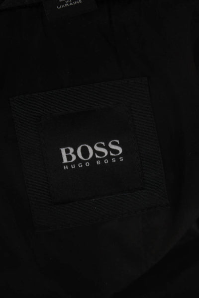 Boss Hugo Boss Mens Overcoat Black Wool Blend Button Classic Fall Size 36