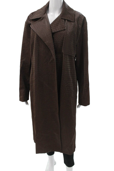 Torn by Ronny Kobo Womens Trench Coat Brown Geometric Open Size M