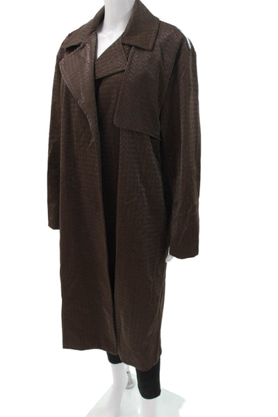 Torn by Ronny Kobo Womens Trench Coat Brown Geometric Open Size M