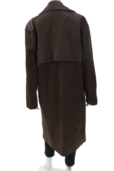 Torn by Ronny Kobo Womens Trench Coat Brown Geometric Open Size M