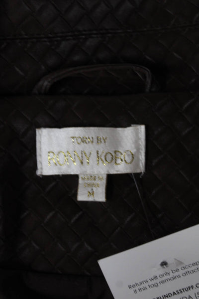 Torn by Ronny Kobo Womens Trench Coat Brown Geometric Open Size M