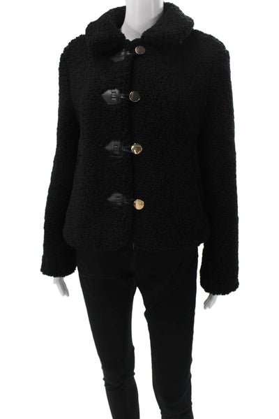 Zara Womens Basic Jacket Black Button Polyester Long Sleeve Size XS