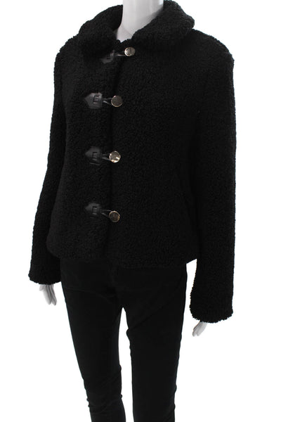 Zara Womens Basic Jacket Black Button Polyester Long Sleeve Size XS