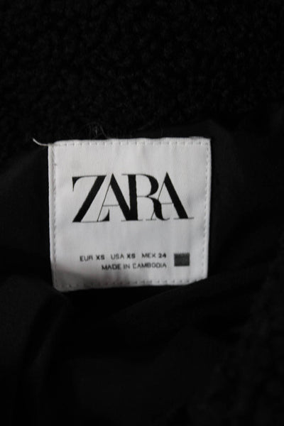 Zara Womens Basic Jacket Black Button Polyester Long Sleeve Size XS
