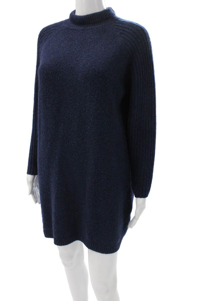 Zara Womens Sweater Dress Blue Mock Neck Long Sleeve Acrylic Size S
