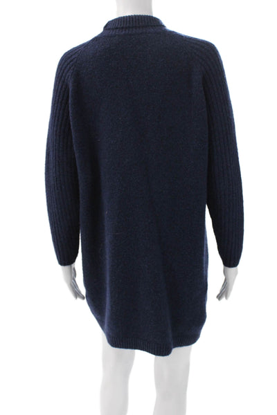 Zara Womens Sweater Dress Blue Mock Neck Long Sleeve Acrylic Size S