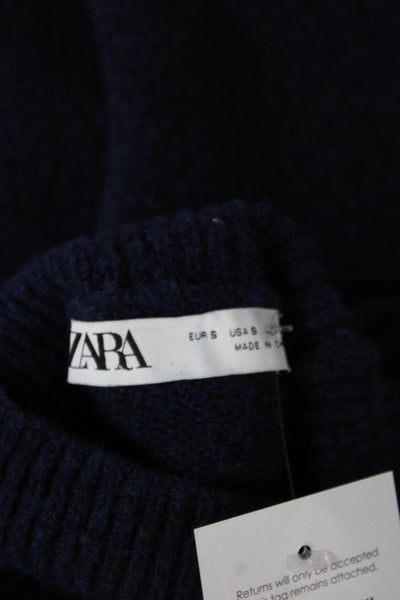 Zara Womens Sweater Dress Blue Mock Neck Long Sleeve Acrylic Size S