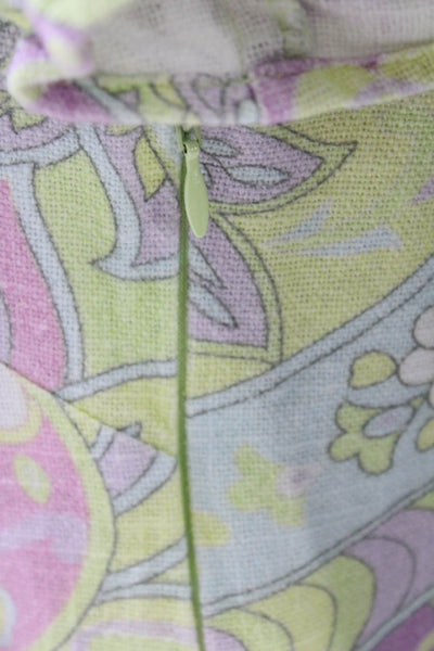 Rixo Women Shift Dress Multicolor Paisley Linen High Neck Size 6