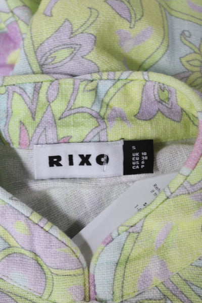 Rixo Women Shift Dress Multicolor Paisley Linen High Neck Size 6