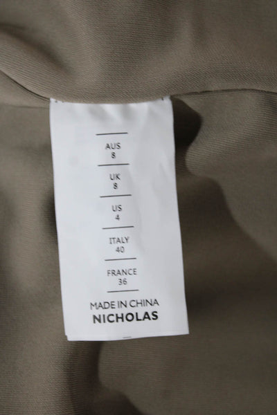 Nicholas Women Midi Dress Beige Halter Sleeveless Polyester Blend Size S