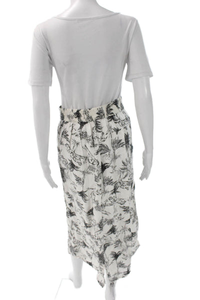Joie Women A-Line Linen Floral Long Skirt White Size S