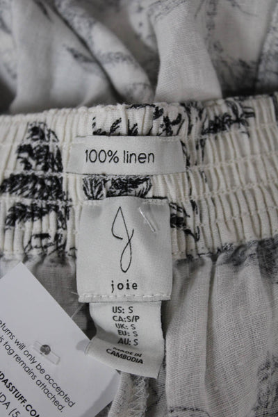 Joie Women A-Line Linen Floral Long Skirt White Size S