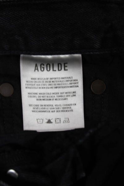 Agolde Unisex Straight Black High Waist Distressed Jeans Size 24