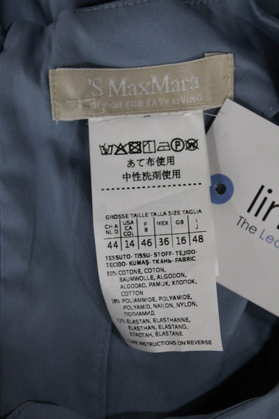 S Max Mara Womens Blue Midi Dress Scoop Neck 3/4 Sleeve Polyamide Size 14