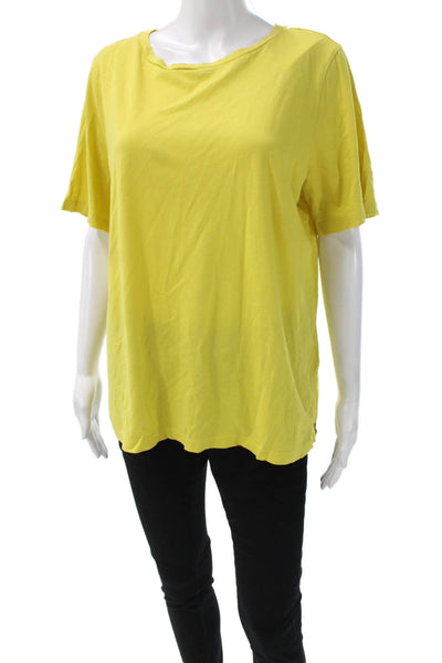 Eileen Fisher Women Basic Yellow Organic Cotton Short Sleeve T-Shirt Size M