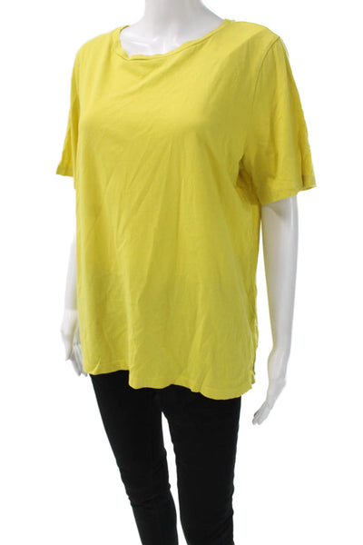 Eileen Fisher Women Basic Yellow Organic Cotton Short Sleeve T-Shirt Size M