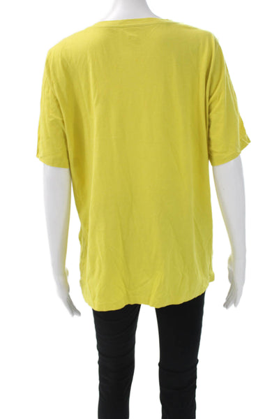 Eileen Fisher Women Basic Yellow Organic Cotton Short Sleeve T-Shirt Size M