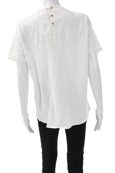 Zara Women White 100% Cotton Round Neck Short Sleeve T-Shirt Floral Size XL