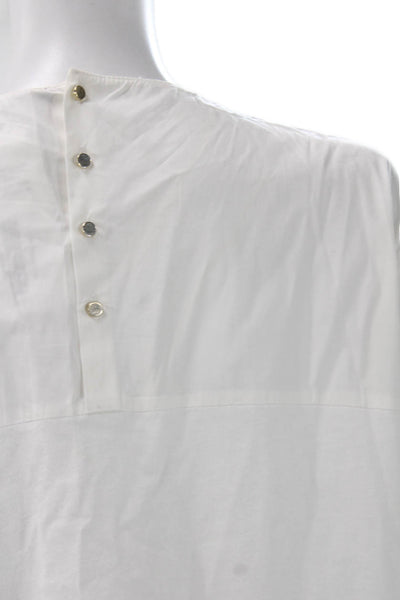 Zara Women White 100% Cotton Round Neck Short Sleeve T-Shirt Floral Size XL