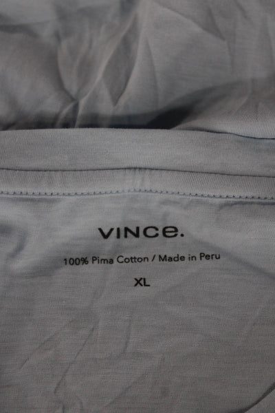 Vince Unisex Basic Blue Pima Cotton Crew Neck Short Sleeve T-Shirt Size XL