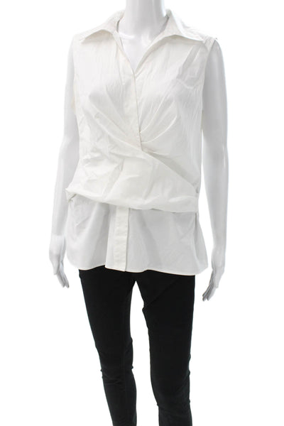 Lafayette 148 New York Women Tunic Blouse White Sleeveless Size 14