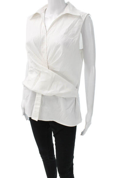 Lafayette 148 New York Women Tunic Blouse White Sleeveless Size 14