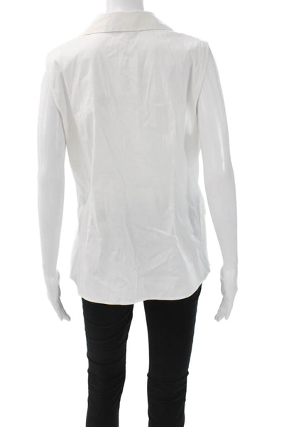Lafayette 148 New York Women Tunic Blouse White Sleeveless Size 14