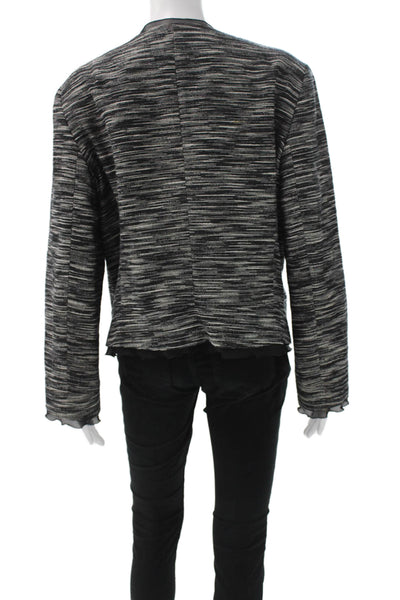 Lafayette 148 New York Women Basic Jacket Black Cotton Blend Abstract Size 14
