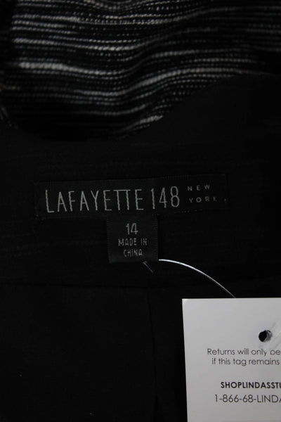 Lafayette 148 New York Women Basic Jacket Black Cotton Blend Abstract Size 14