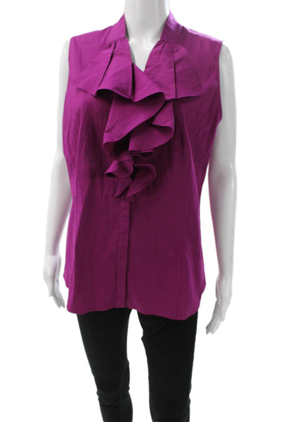 Lafayette 148 New York Women Sleeveless Cotton Blouse Purple Size 12