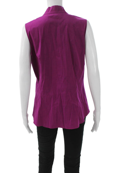 Lafayette 148 New York Women Sleeveless Cotton Blouse Purple Size 12