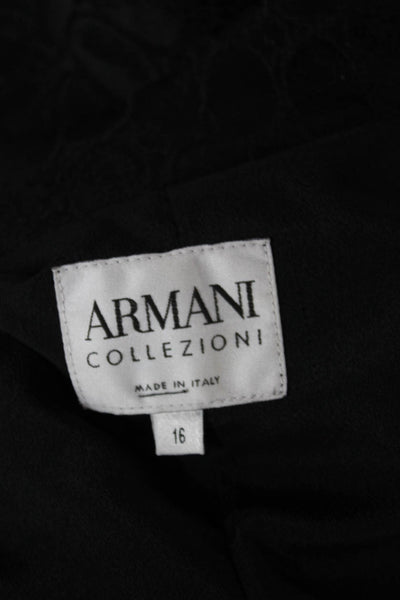 Armani Collezioni Women Basic Jacket Black Textured Animal Print Button Size 16