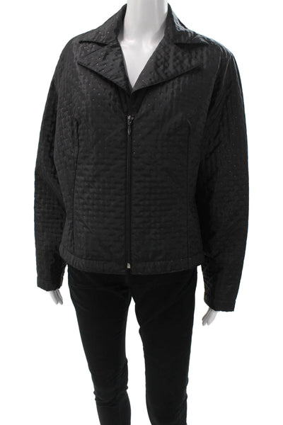 Anne Fontaine Women Basic Jacket Black Spotted Zip Polyester Long Sleeve Size 5