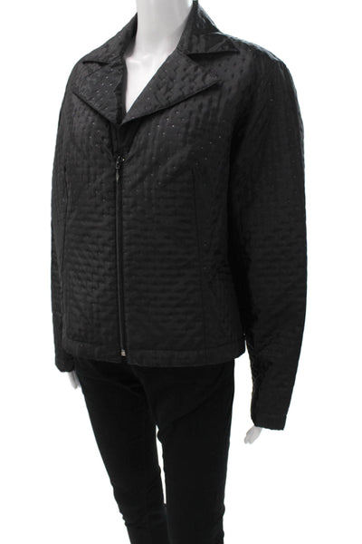 Anne Fontaine Women Basic Jacket Black Spotted Zip Polyester Long Sleeve Size 5