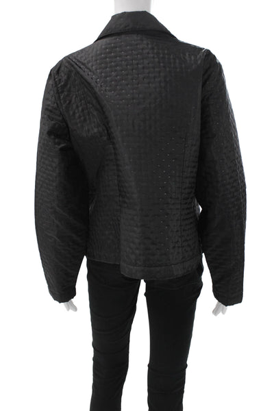 Anne Fontaine Women Basic Jacket Black Spotted Zip Polyester Long Sleeve Size 5