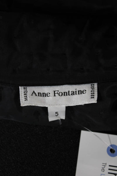 Anne Fontaine Women Basic Jacket Black Spotted Zip Polyester Long Sleeve Size 5